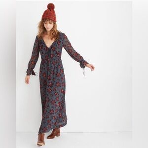 Madewell Willowleaf Tie-Sleeve Maxi Dress in Winter Orchid